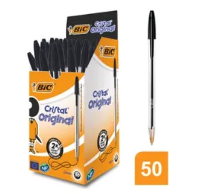Stylos bille BIC Cristal noir – boîte×50